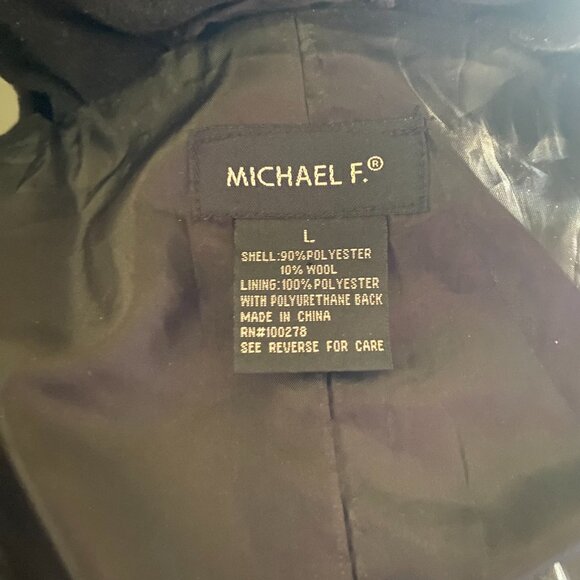 Black Wool Blend Coat with Waist Tie - Picture 5 of 6